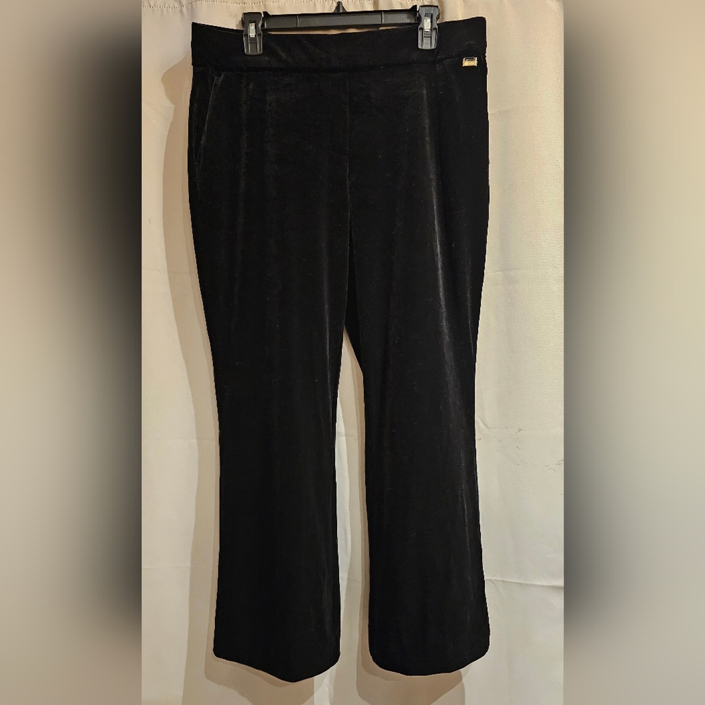Anne Klein Velvet Black Wide Leg Pants